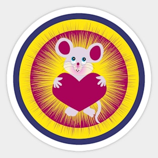 Little mouse gives you a heart Sticker